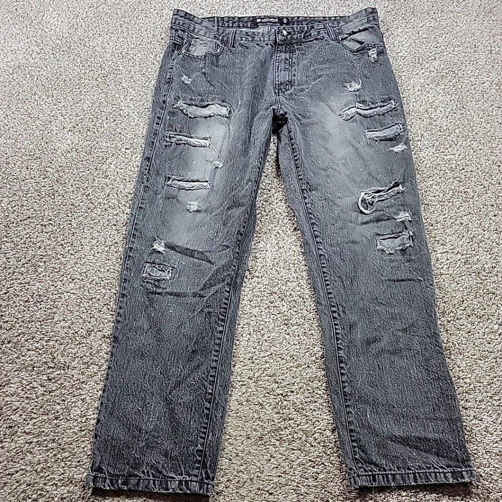 Southpole Jeans Mens 42x32 Gray Distressed Streetwear Hip Hop Skater Retro